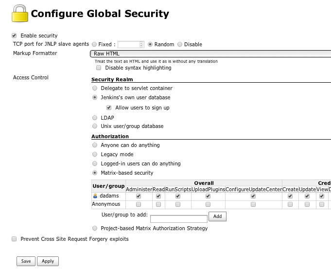 Configuring Jenkins Security